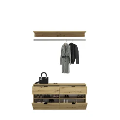 Kleiderschrank Projekt X Emob - Weiß Artisan Oak - 212x193x34 cm