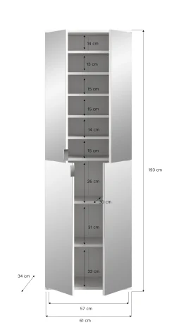 Kleiderschrank Projekt X Emob - Artisan Oak, Weiß, 273x193x34 cm