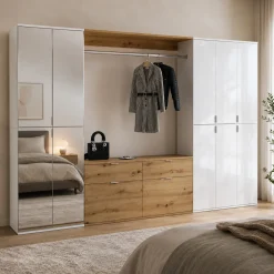 Kleiderschrank Projekt X Emob - Artisan Oak, Weiß, 273x193x34 cm