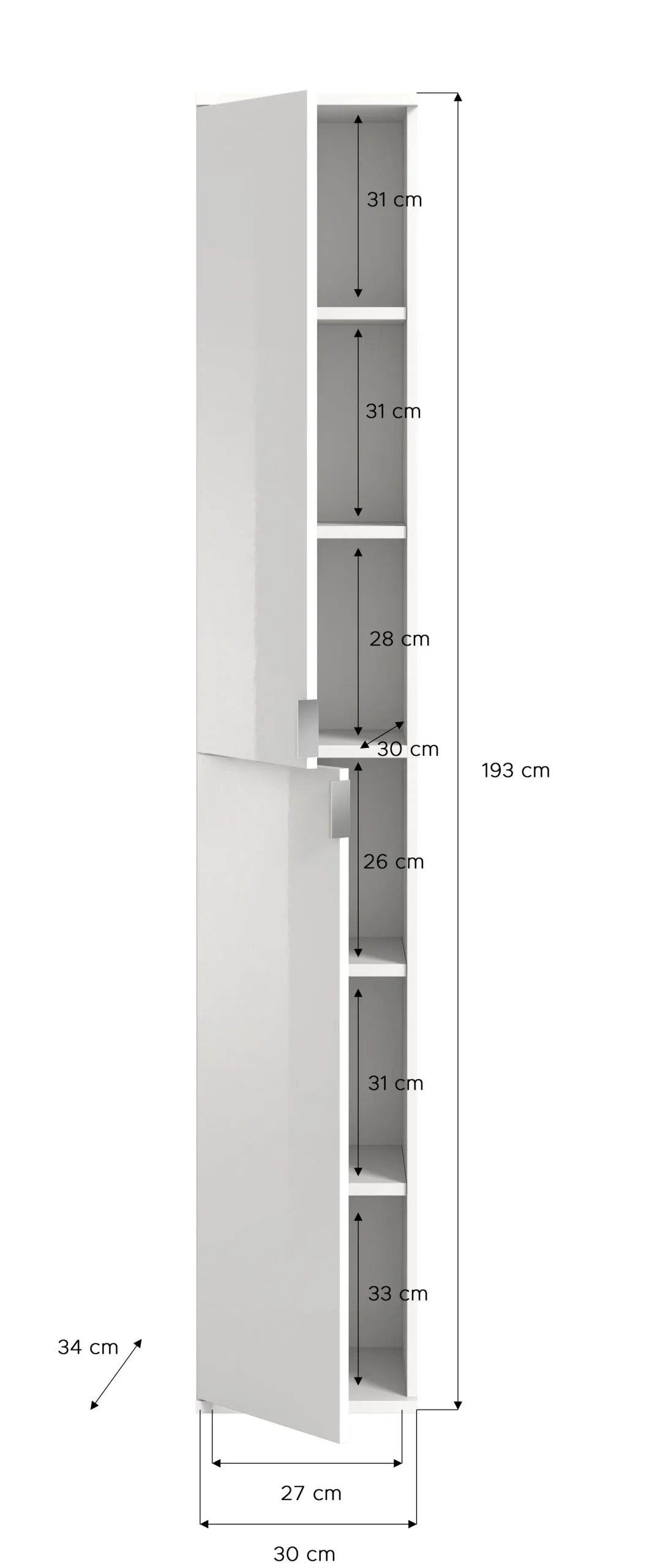 Kleiderschrank Projekt X Emob - Artisan Oak, Weiß, 273x193x34 cm