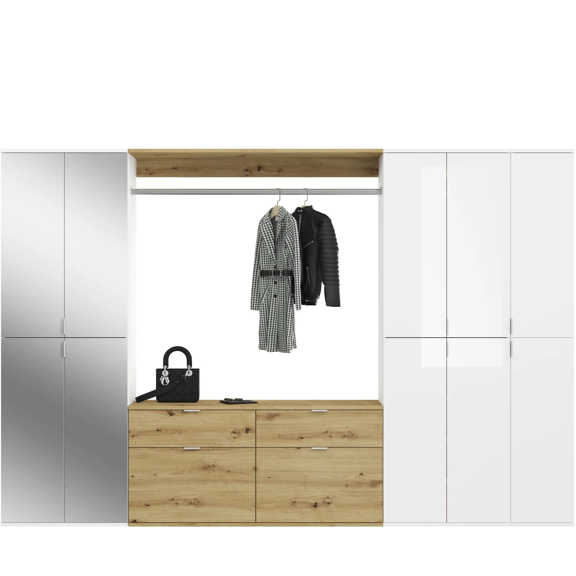 Kleiderschrank Projekt X Emob - Artisan Oak, Weiß, 273x193x34 cm