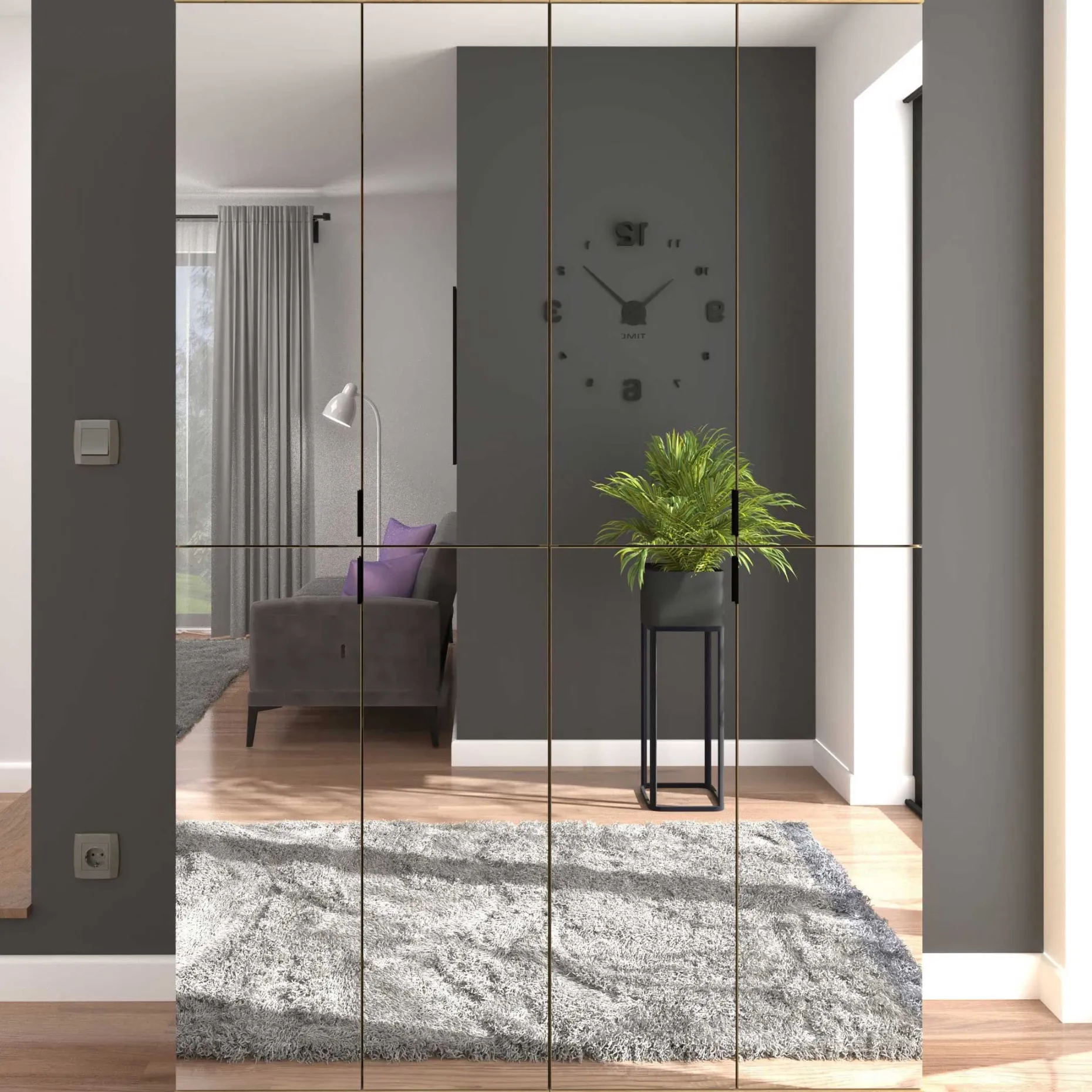 Kleiderschrank Projekt X Emob Artisan Eiche mit Spiegel 122x193x34 cm