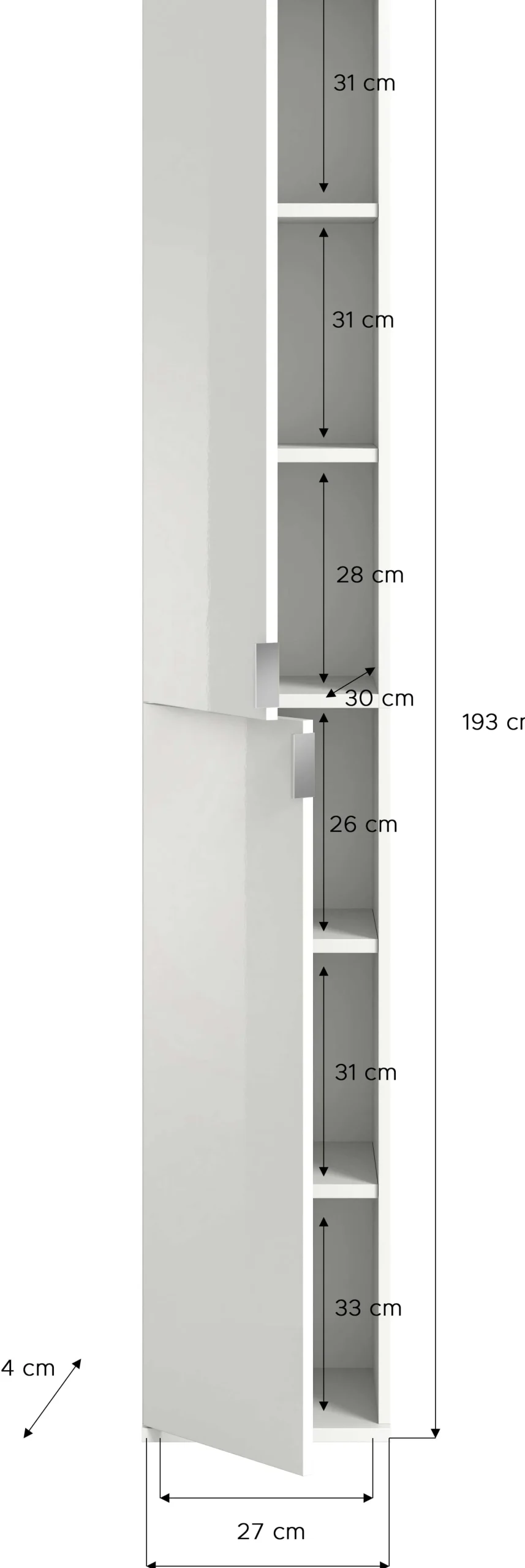Kleiderschrank Projekt X Emob - Artisan Oak - 60x193x34 cm - Spiegel