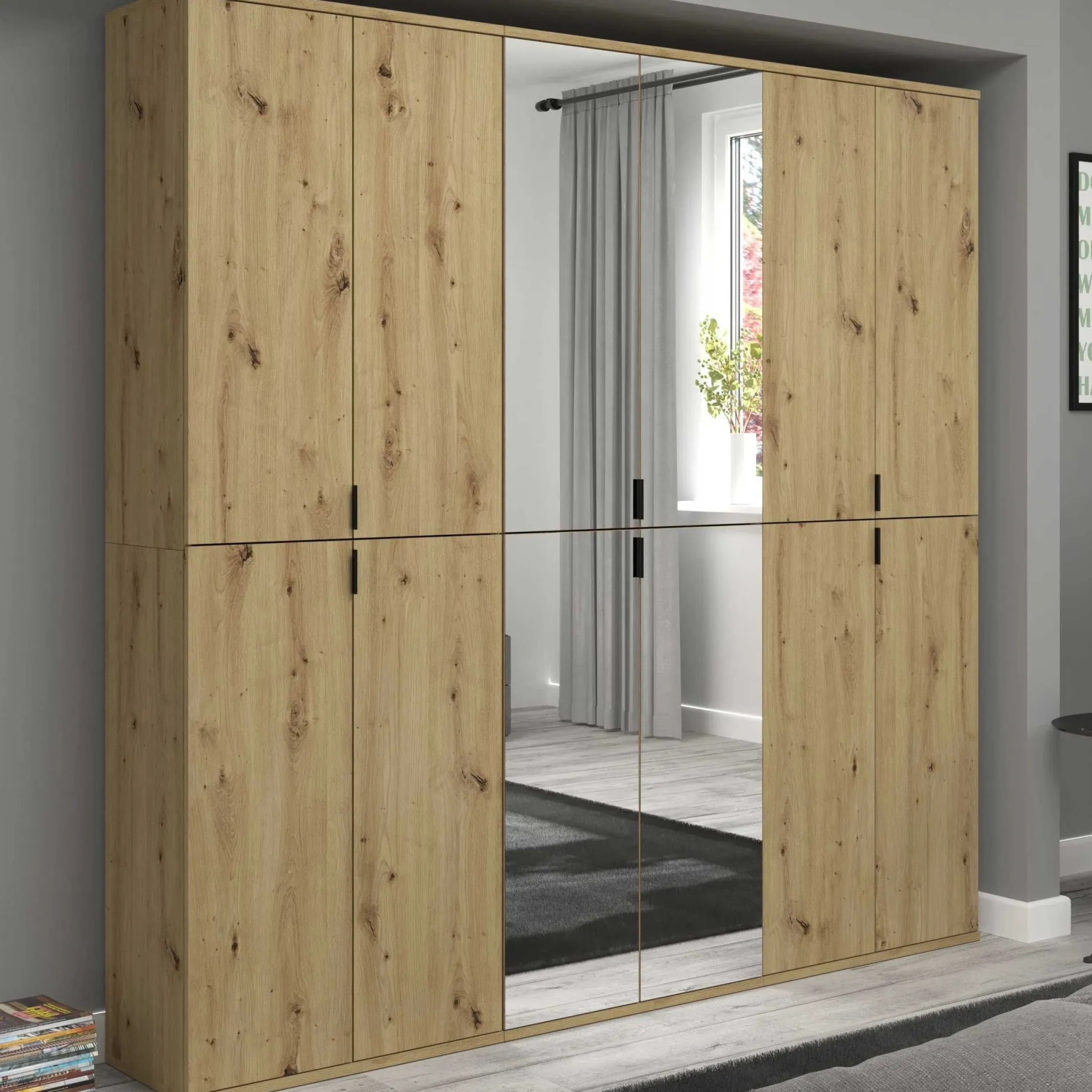 Kleiderschrank Projekt X Emob - Artisan Eiche - 183x193x34 cm - Spiegeltür