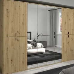 Kleiderschrank Projekt X Emob – Artisan Oak – 244x193x34 cm – mit Spiegel