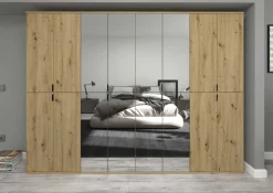 Kleiderschrank Projekt X Emob – Artisan Oak – 244x193x34 cm – mit Spiegel