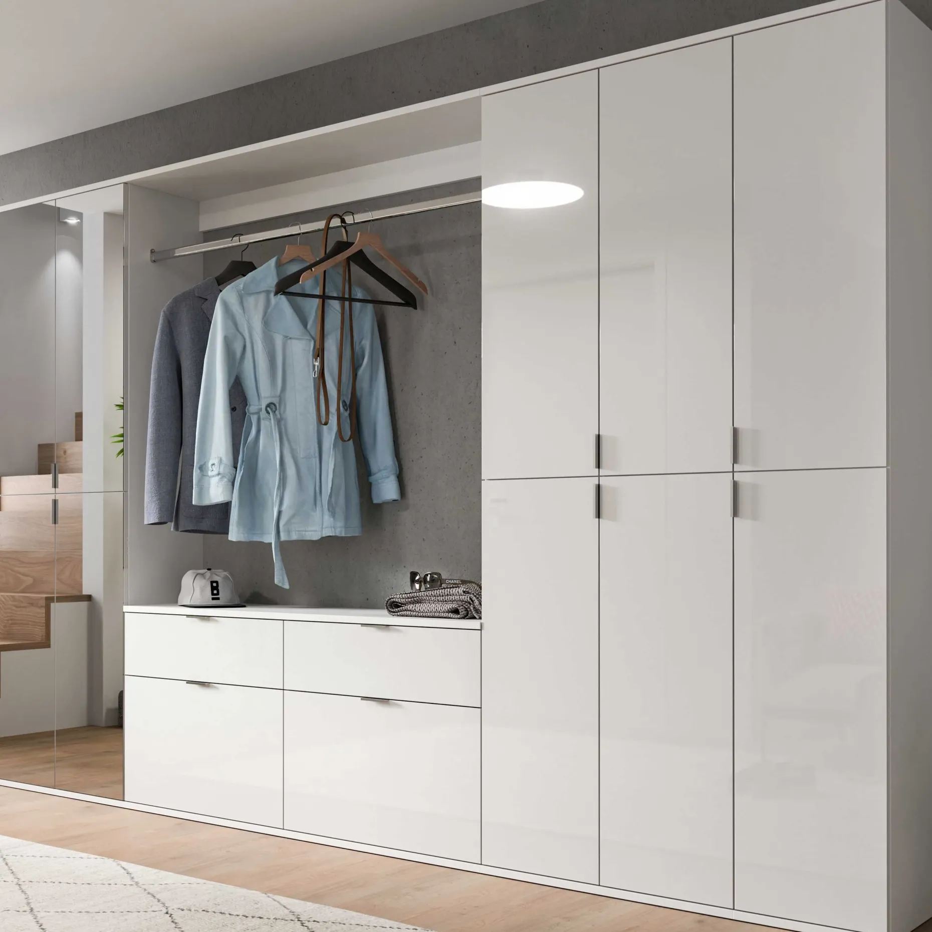 Kleiderschrank Projekt X Xonox - Weiß Hochglanz - 273x193x34 cm