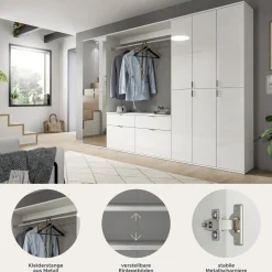 Kleiderschrank Projekt X Xonox - Weiß Hochglanz - 273x193x34 cm