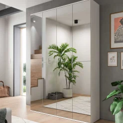 Kleiderschrank Projekt X Xonox – Weiß Laminat & Spiegeltüren – 122x193x34 cm