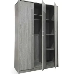 Kleiderschrank Ray 120cm mit 3 Türen - Eiche grau