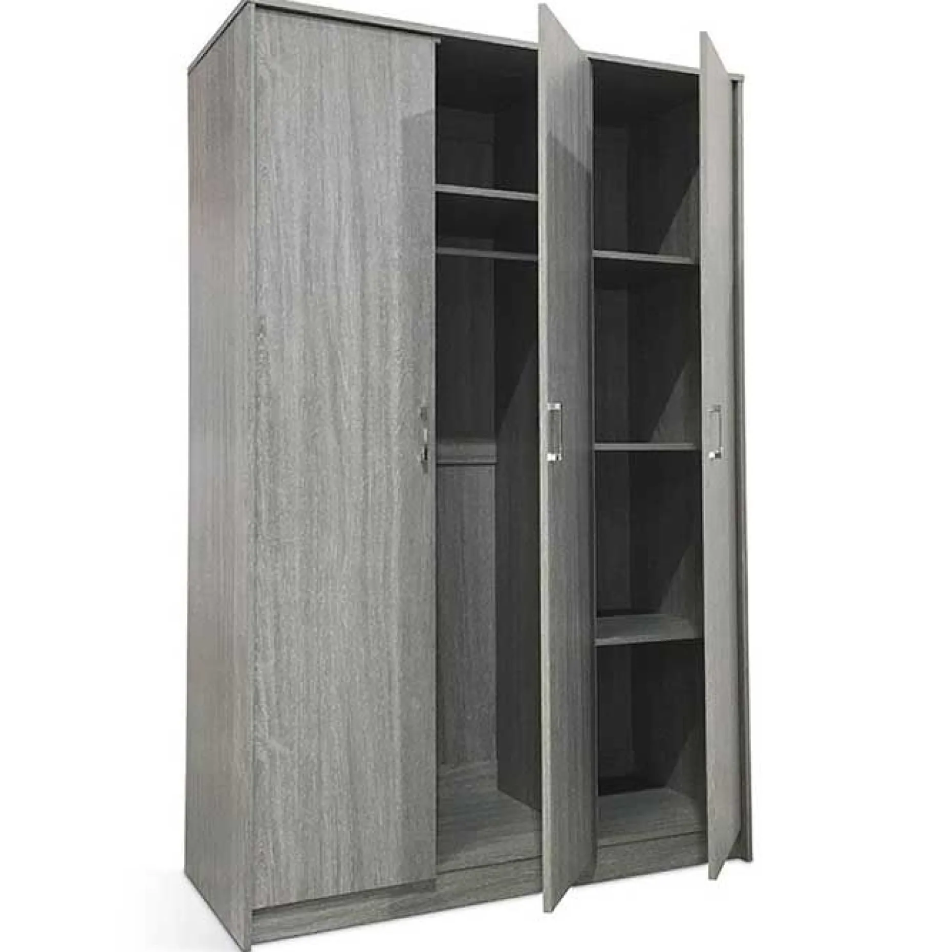 Kleiderschrank Ray 120cm mit 3 Türen - Eiche grau