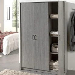 Kleiderschrank Ray 120cm mit 3 Türen - Eiche grau