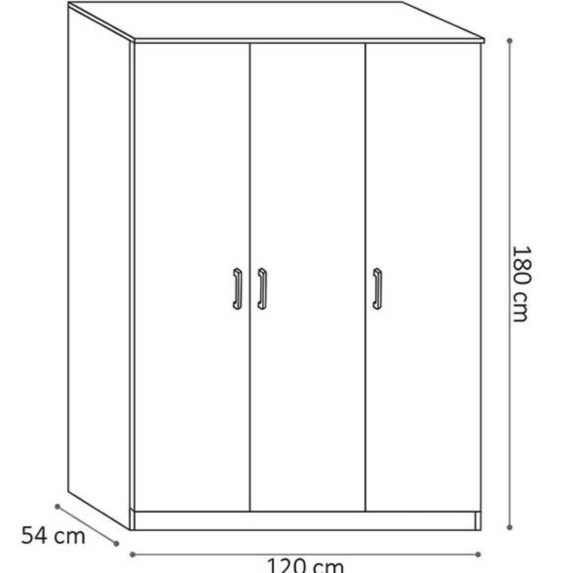Kleiderschrank Ray 120cm mit 3 Türen - Eiche grau