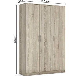 Kleiderschrank Ray 120cm mit 3 Türen - Sonoma Eiche