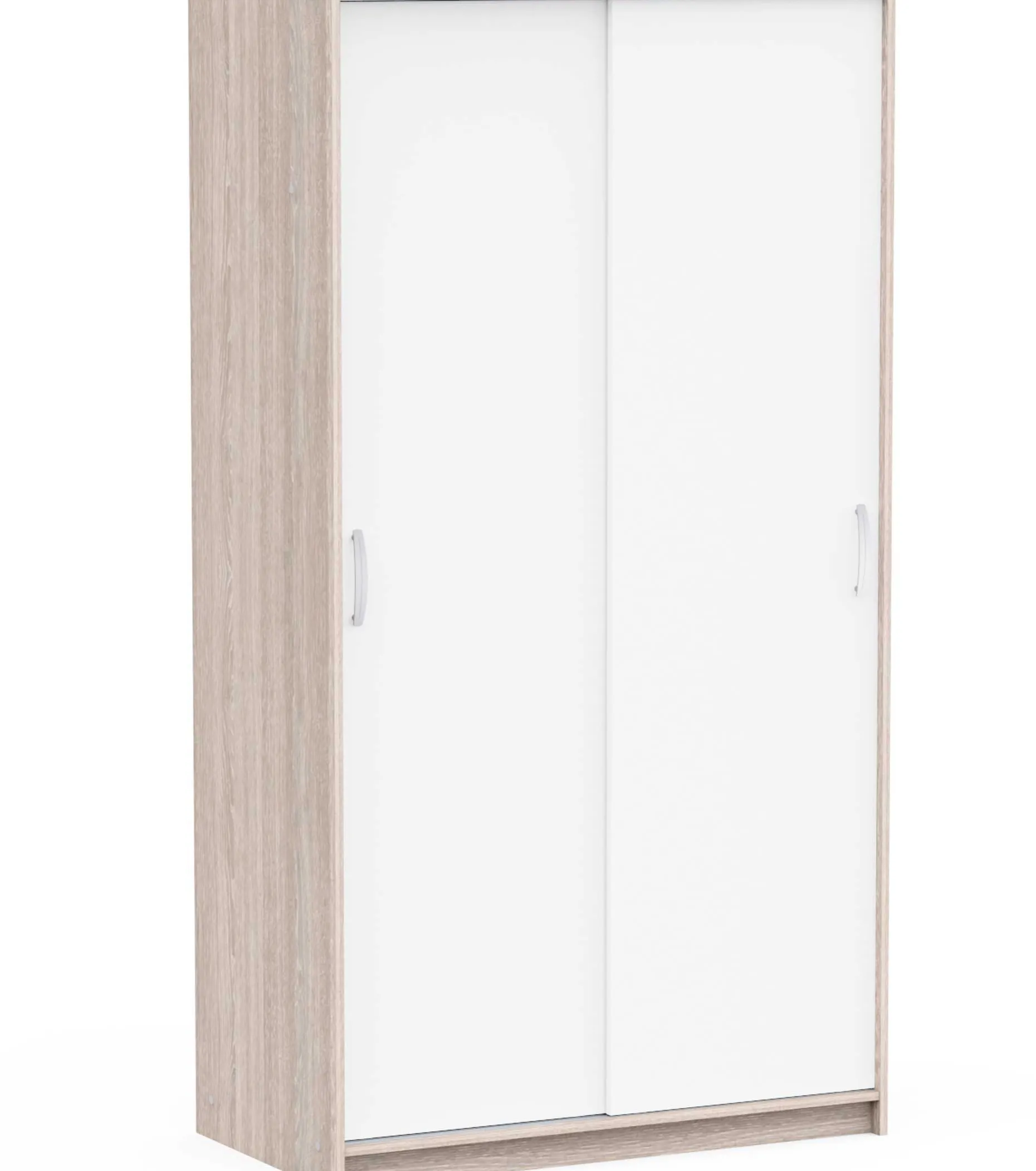 Kleiderschrank Rollo - 102x55x192cm - 2 Türen - weiß/Eiche Dekor