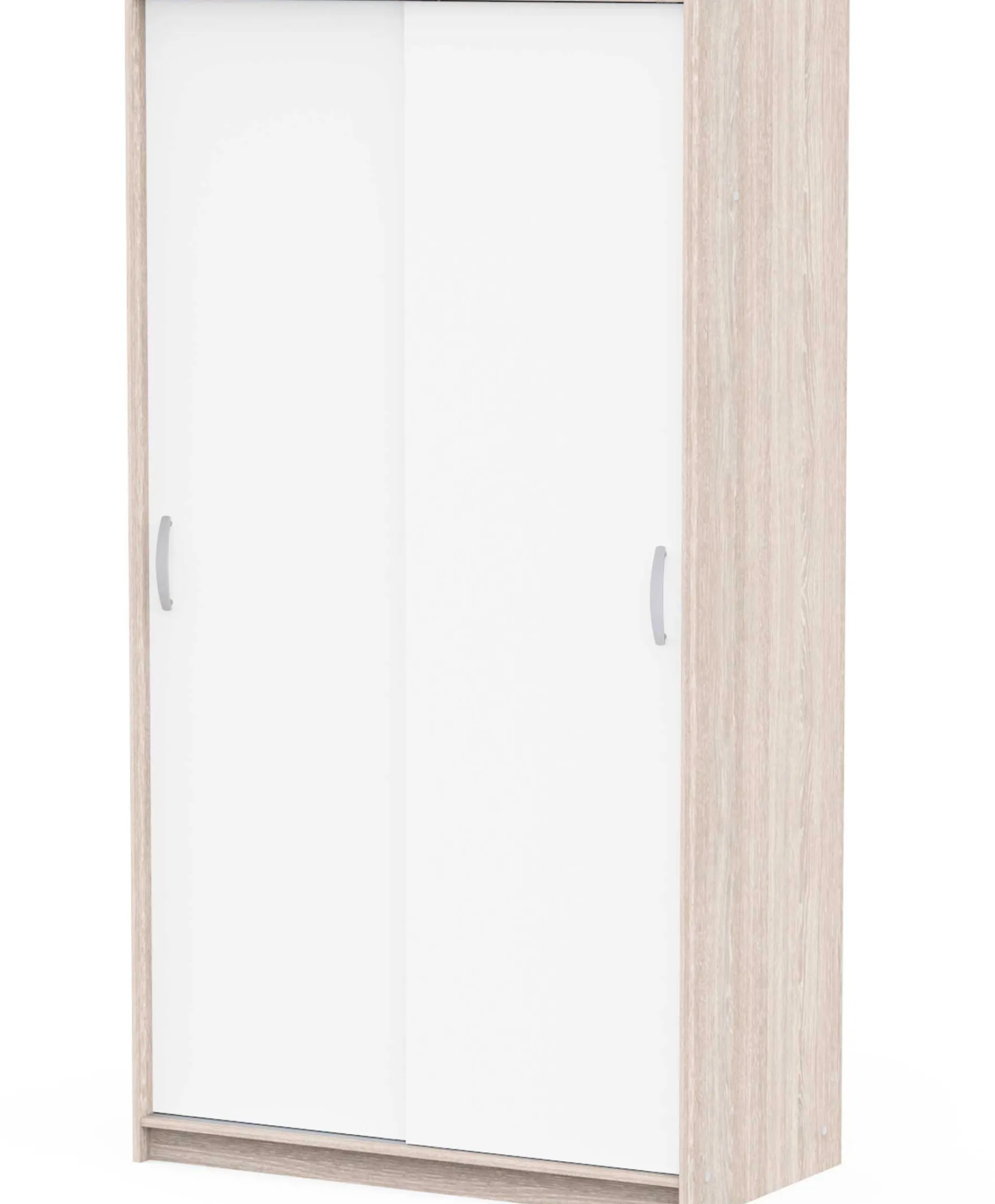Kleiderschrank Rollo - 102x55x192cm - 2 Türen - weiß/Eiche Dekor
