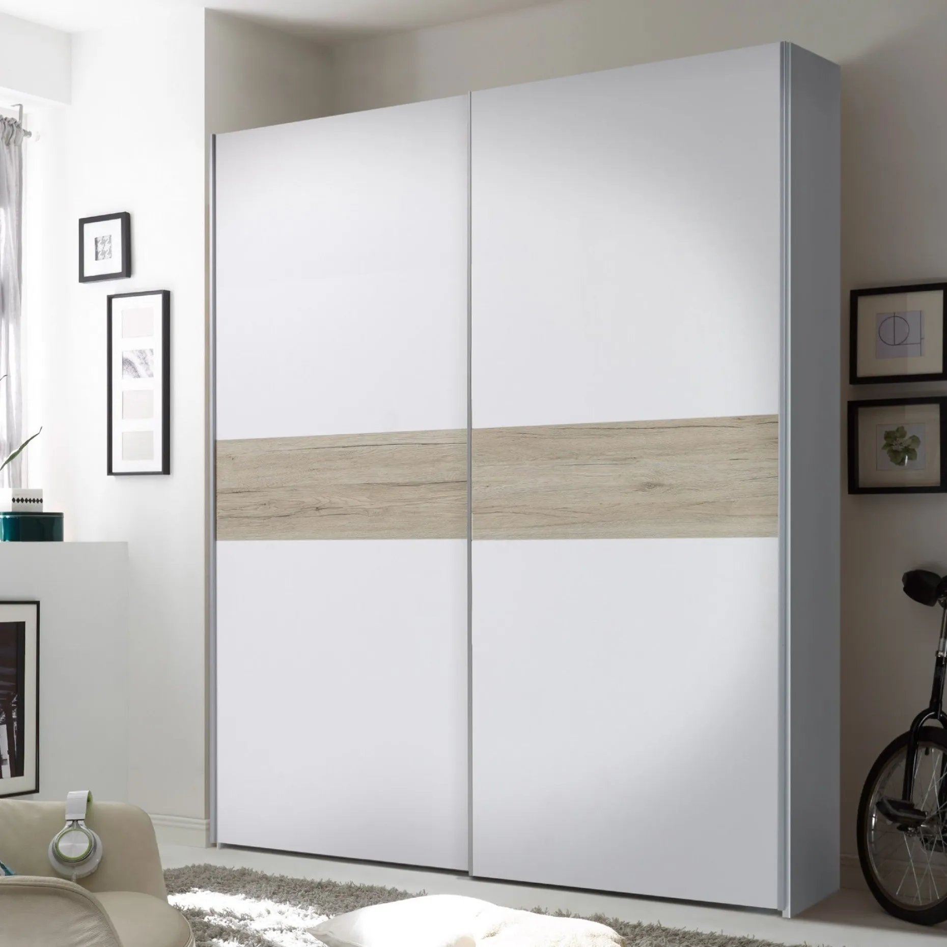 Kleiderschrank Salamanca 170cm mit 2 Türen - weiß/Eiche
