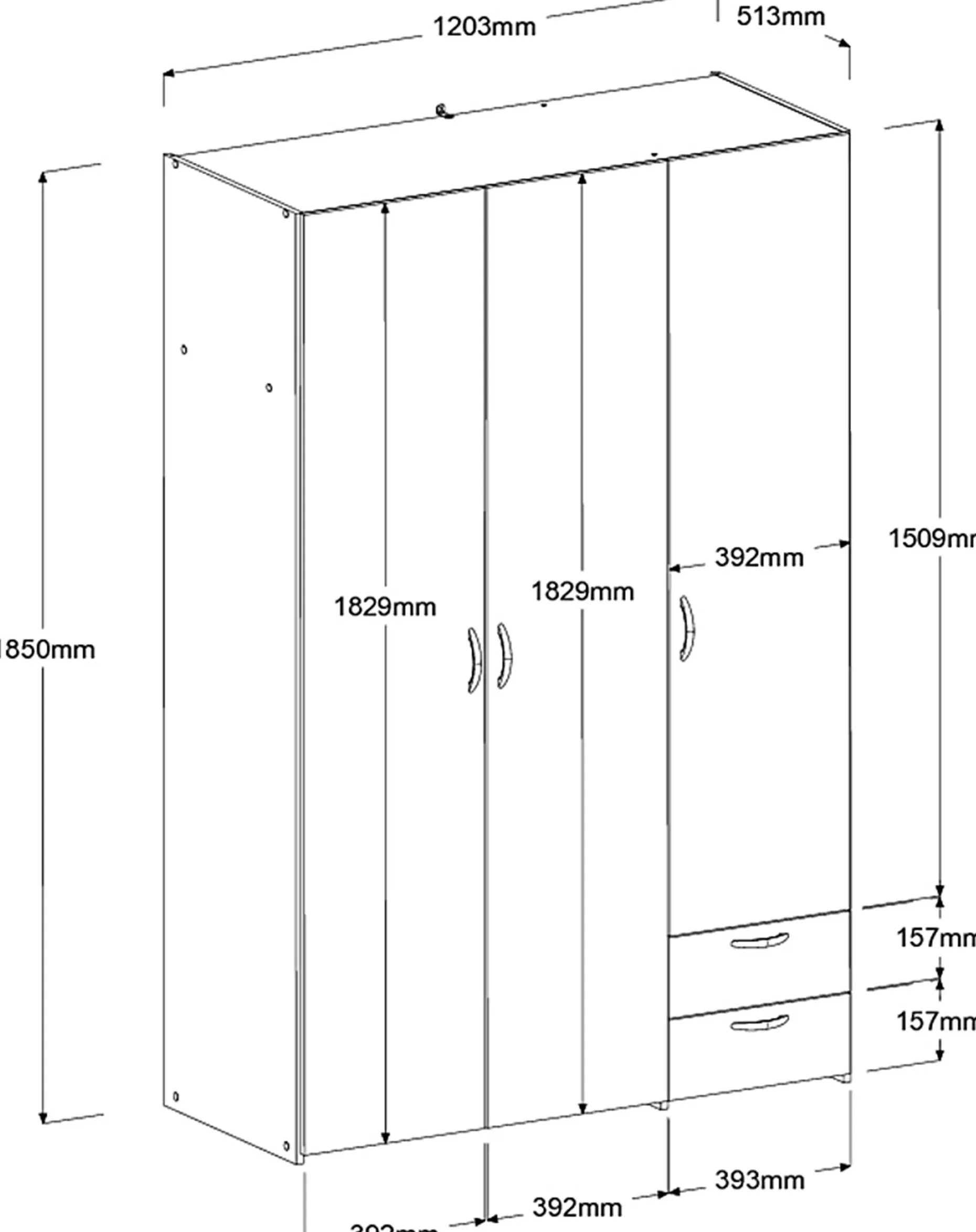 Kleiderschrank Salvador | 3 Türen, 2 Schubladen | Jackson Oak