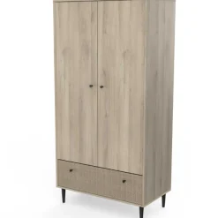Kleiderschrank Sayuri 2 Flügeltüren, 1 Kleiderstange und 1 Schublade-Kronberger Eiche/Wickler