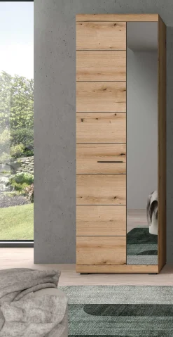 Kleiderschrank Scout Xonox - Evoke Oak, 62x197x37 cm, mit Spiegel