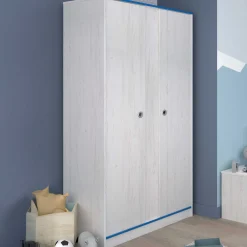 Kleiderschrank Smoozy 90cm 2 Türen - weiß/rosa oder weiß/blau