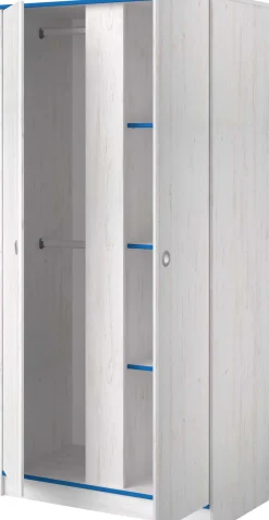 Kleiderschrank Smoozy 90cm 2 Türen - weiß/rosa oder weiß/blau