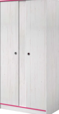 Kleiderschrank Smoozy 90cm 2 Türen - weiß/rosa oder weiß/blau