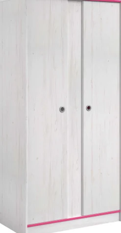 Kleiderschrank Smoozy 90cm 2 Türen - weiß/rosa oder weiß/blau