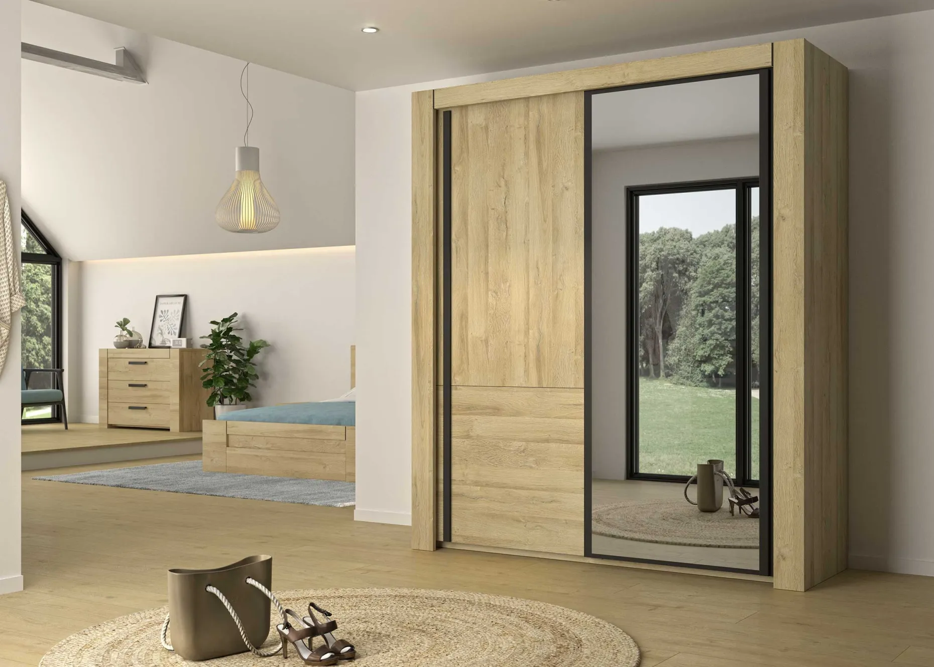 Kleiderschrank Sofia | 192 x 63 x 220 cm | Gold Oak Design