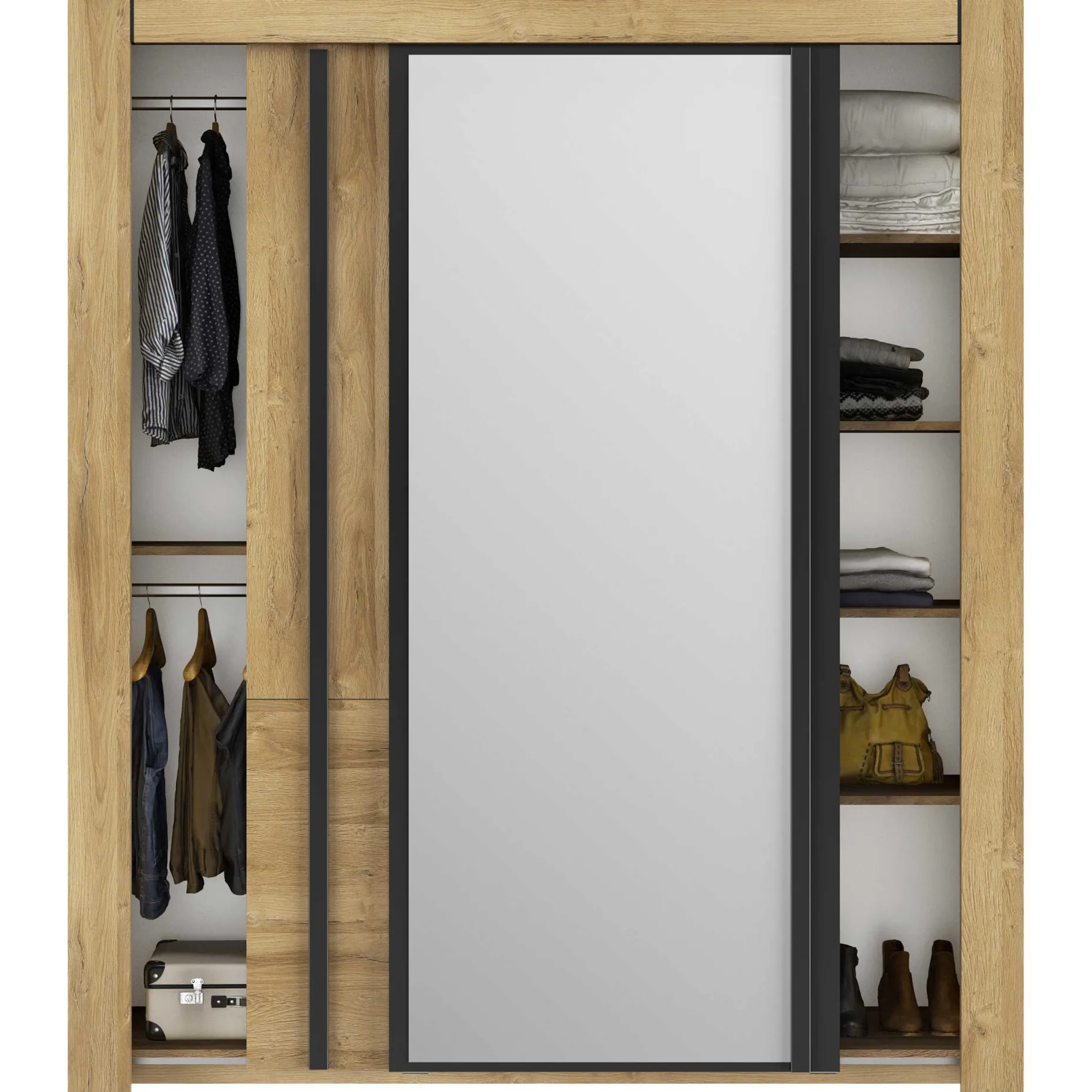 Kleiderschrank Sofia | 192 x 63 x 220 cm | Gold Oak Design