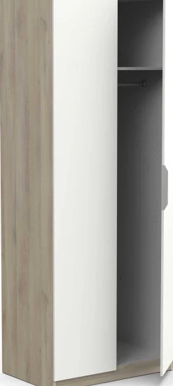 Kleiderschrank Spectre 80cm - matt weiß/Eiche