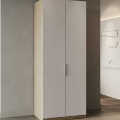 Kleiderschrank Spectre 80cm - matt weiß/Eiche