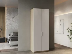 Kleiderschrank Spectre 80cm - matt weiß/Eiche