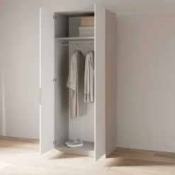 Kleiderschrank Spectre 80cm - matt weiß/Eiche