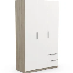 Kleiderschrank Spectre 120cm - matt weiß/Eiche