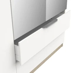 Kleiderschrank Spectre 157cm mit Spiegel - matt weiß/Eiche