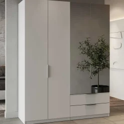 Kleiderschrank Spectre 157cm mit Spiegel - matt weiß