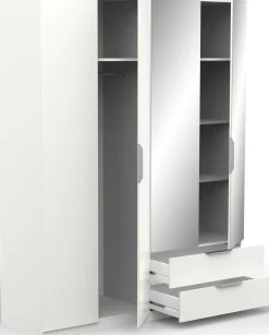 Kleiderschrank Spectre 157cm mit Spiegel - matt weiß