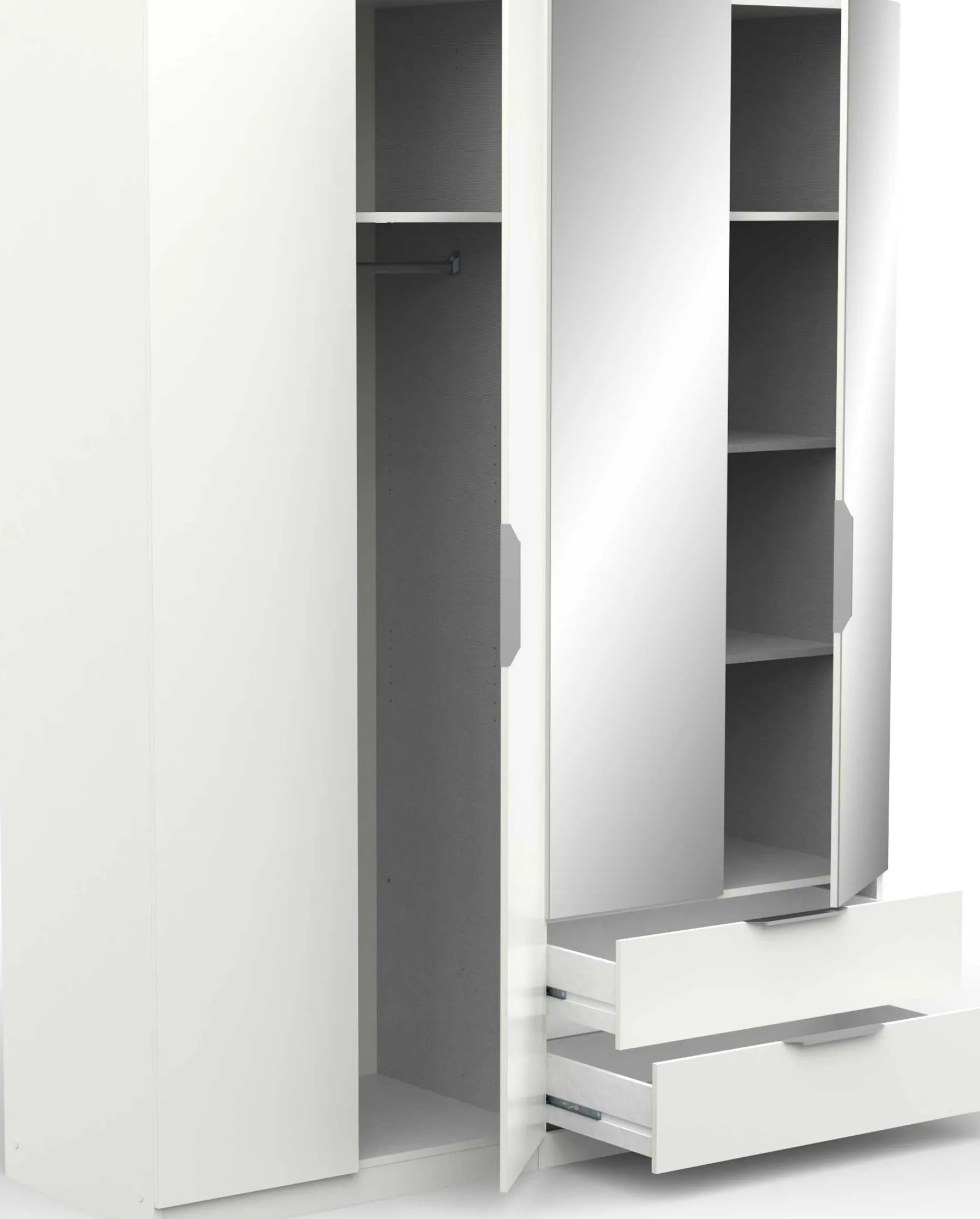 Kleiderschrank Spectre 157cm mit Spiegel - matt weiß