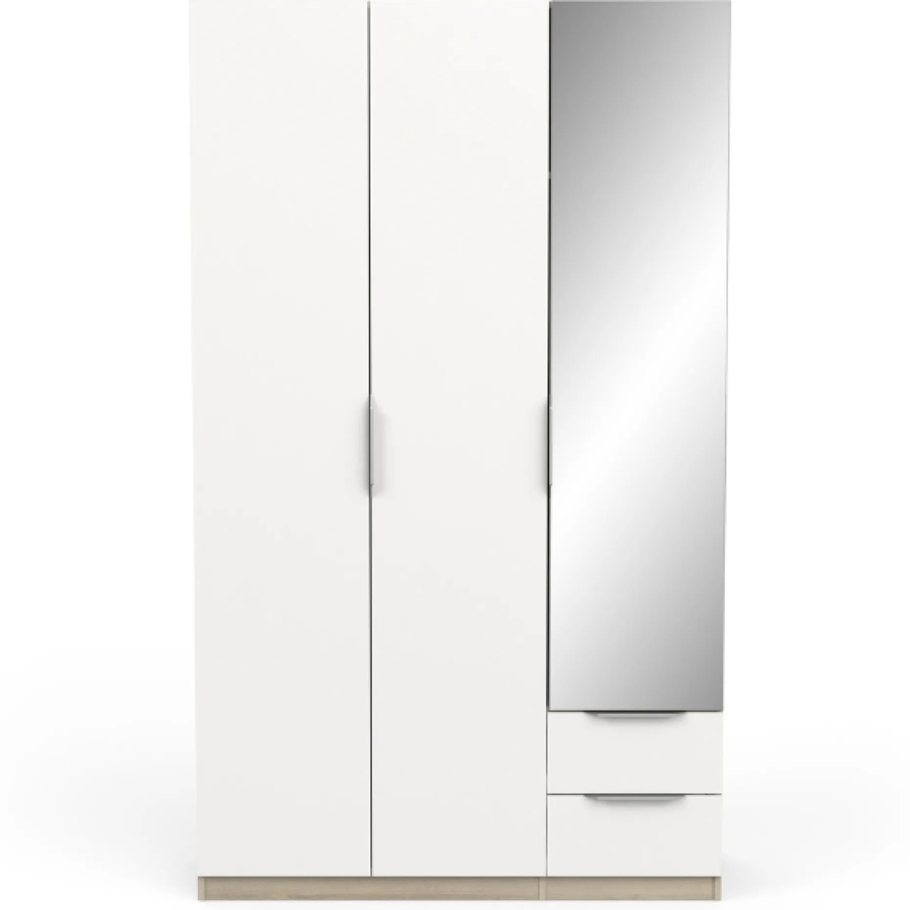 Kleiderschrank Spectre 120cm mit Spiegel - matt weiß/Eiche