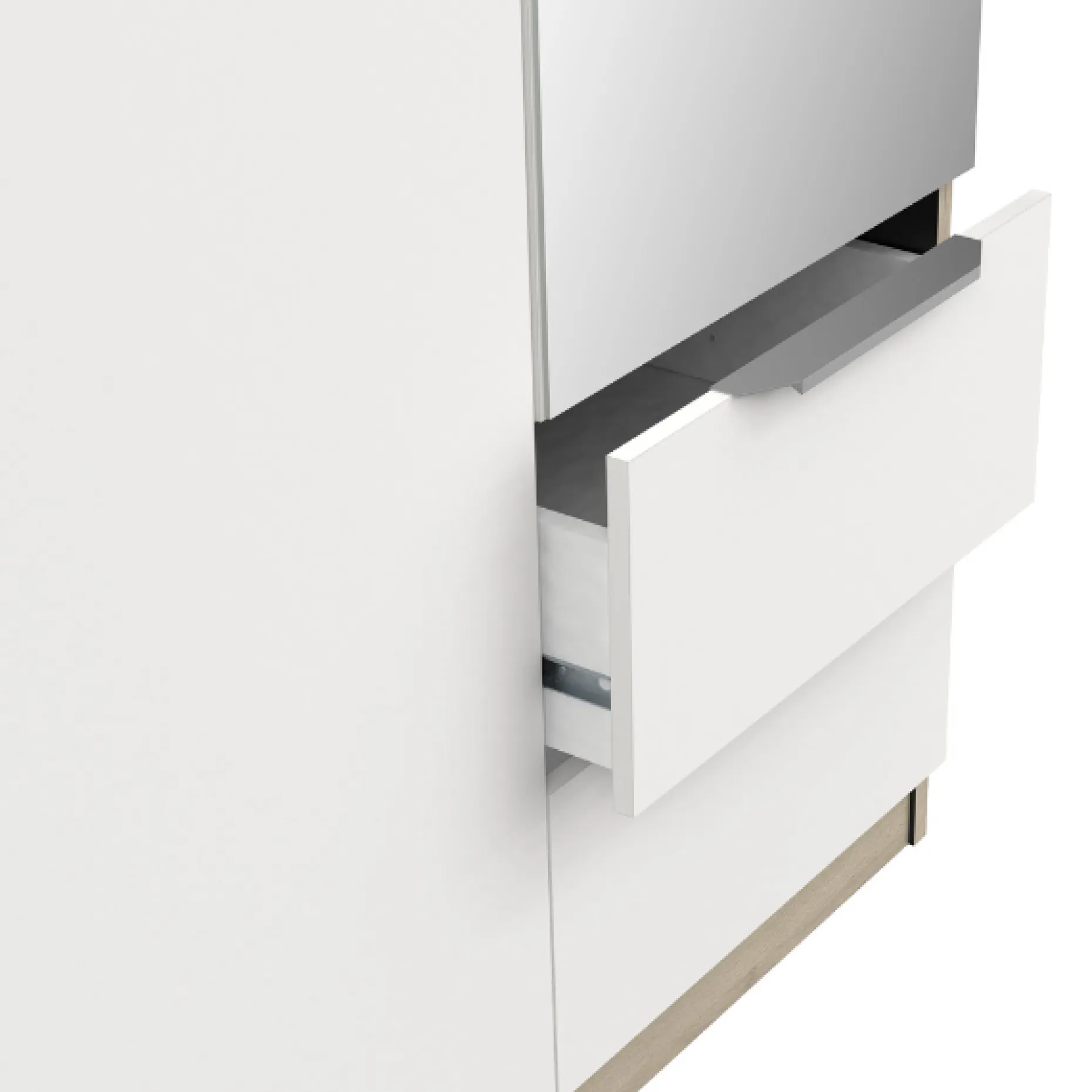 Kleiderschrank Spectre 120cm mit Spiegel - matt weiß/Eiche
