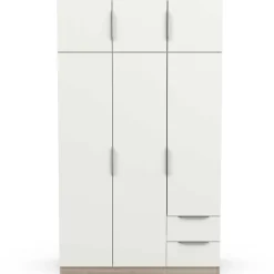 Kleiderschrank Spectre 120cm 6 Türen und 2 Schubladen - matt weiß/Eiche