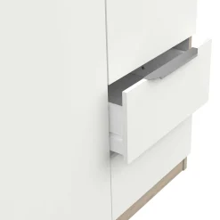 Kleiderschrank Spectre 120cm 6 Türen und 2 Schubladen - matt weiß/Eiche