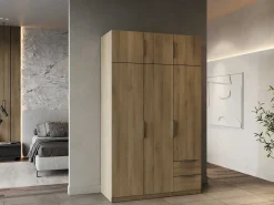 Kleiderschrank Spectre 120cm 6 Türen und 2 Schubladen - Eiche
