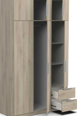 Kleiderschrank Spectre 120cm 6 Türen und 2 Schubladen - Eiche