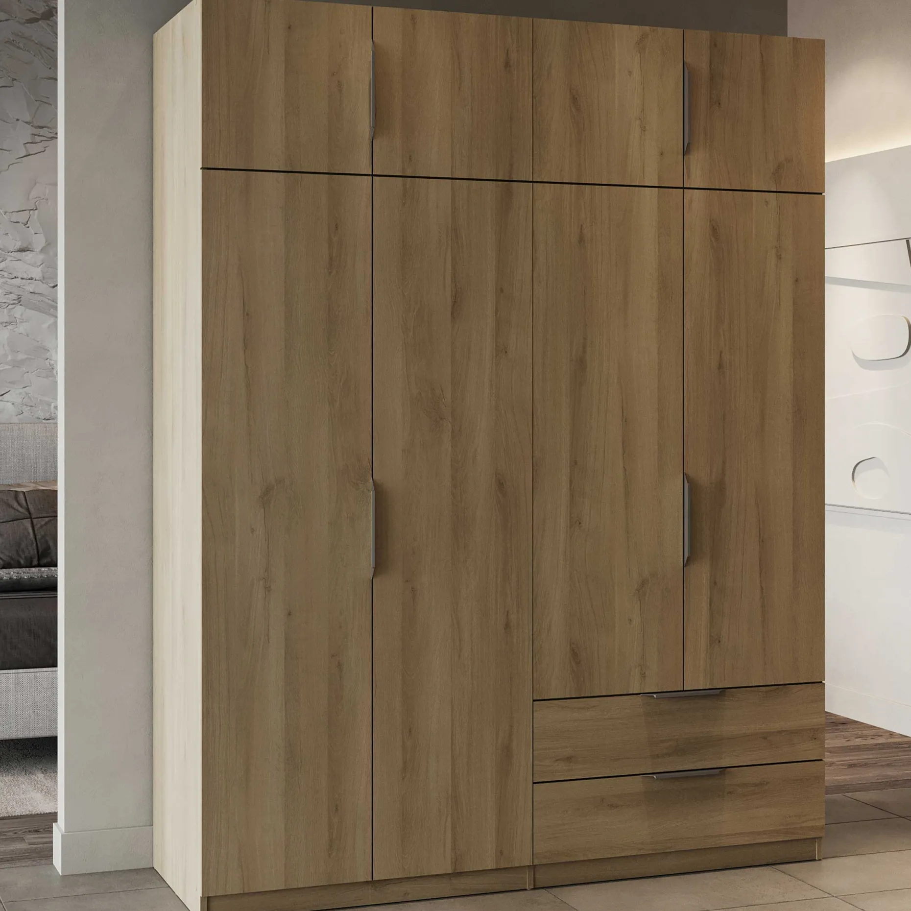 Kleiderschrank Spectre 157cm 8 Türen und 2 Schubladen - Eiche Dekor