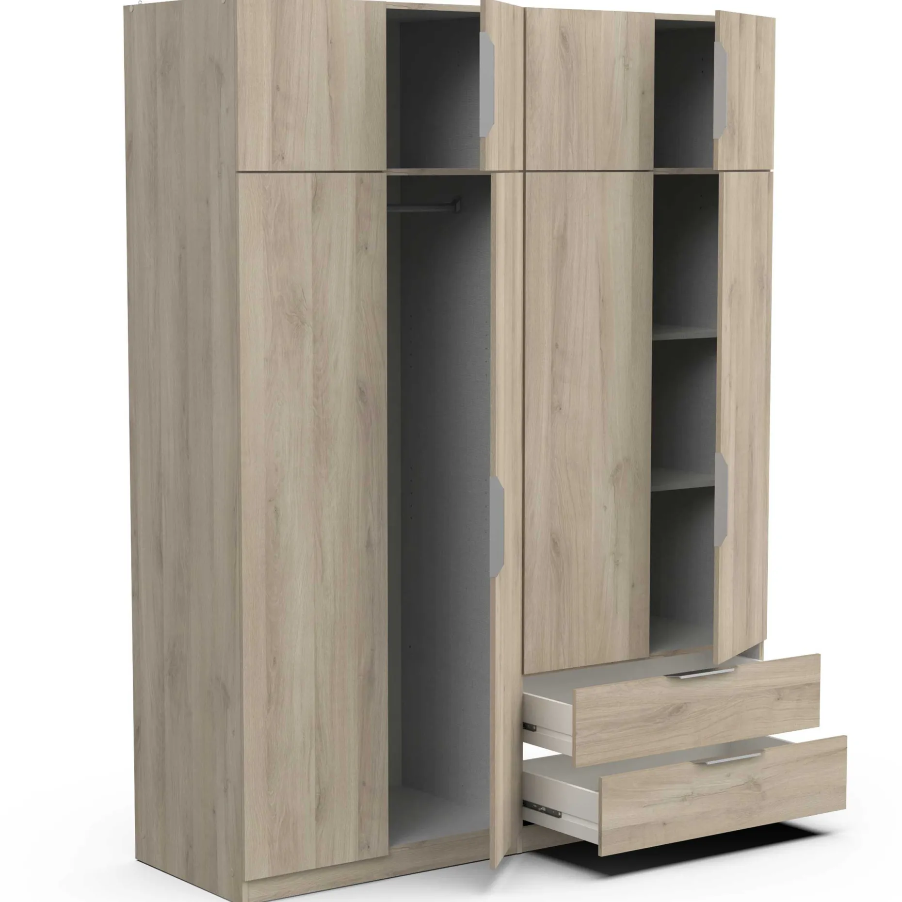 Kleiderschrank Spectre 157cm 8 Türen und 2 Schubladen - Eiche Dekor