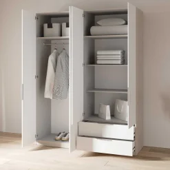 Kleiderschrank Spectre 157cm 4 Türen und 2 Schubladen - matt weiß/Eiche