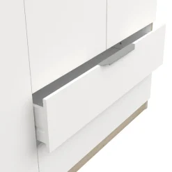 Kleiderschrank Spectre 157cm 4 Türen und 2 Schubladen - matt weiß/Eiche