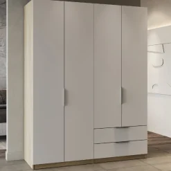 Kleiderschrank Spectre 157cm 4 Türen und 2 Schubladen - matt weiß/Eiche